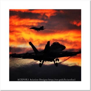 1-Sided Super Hornet at Dusk Posters and Art